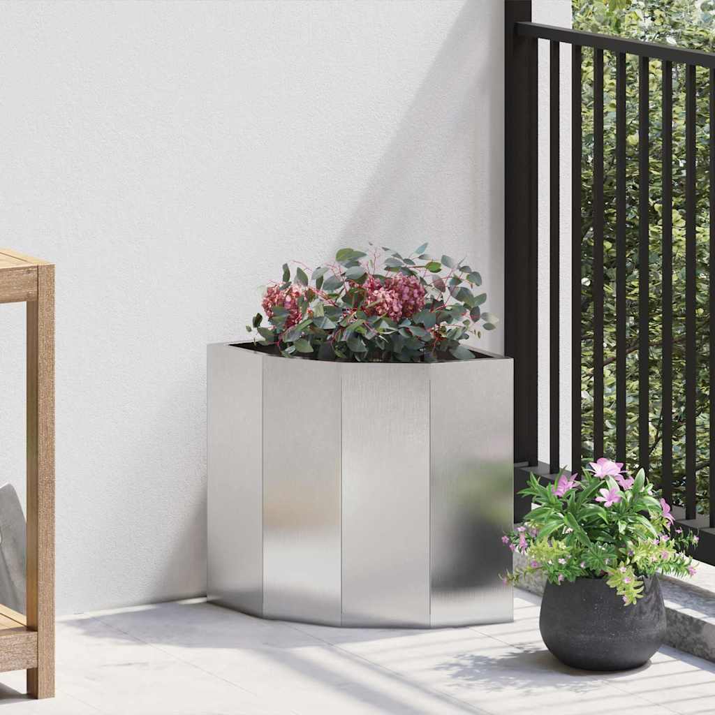 Hoek Plantbak Zilver 30 x 30 x 35 cm Roestvrij staal is nu te koop bij PeponiXL, paradijselijk wonen!