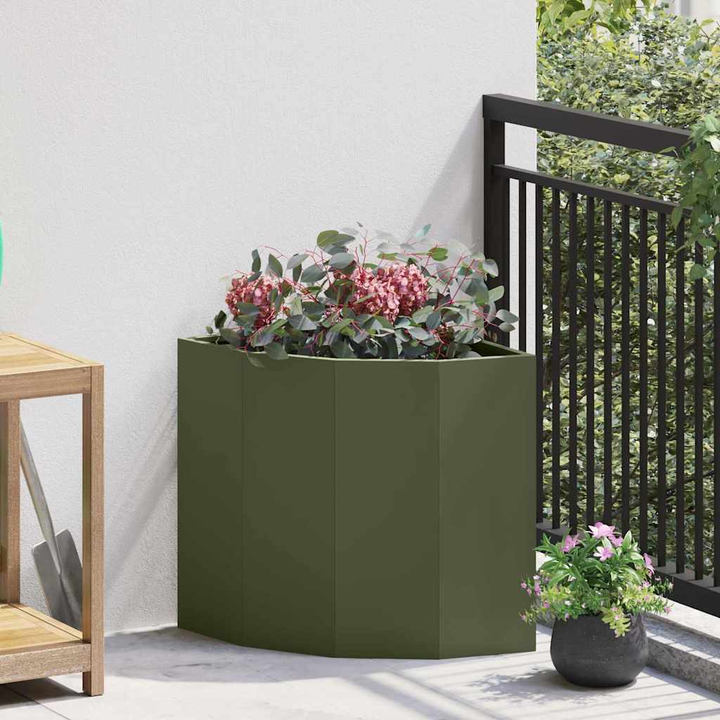 Hoek Plantbak Olijfgroen 45 x 45 x 50 cm Staal is nu te koop bij PeponiXL, paradijselijk wonen!