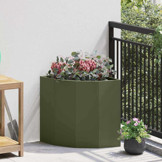 Hoek Plantbak Olijfgroen 45 x 45 x 50 cm Staal is nu te koop bij PeponiXL, paradijselijk wonen!