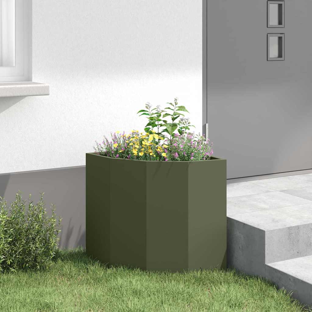 Hoek Plantbak Olijfgroen 45 x 45 x 50 cm Staal is nu te koop bij PeponiXL, paradijselijk wonen!