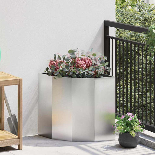 Hoek Plantbak Zilver 45 x 45 x 50 cm Roestvrij staal is nu te koop bij PeponiXL, paradijselijk wonen!