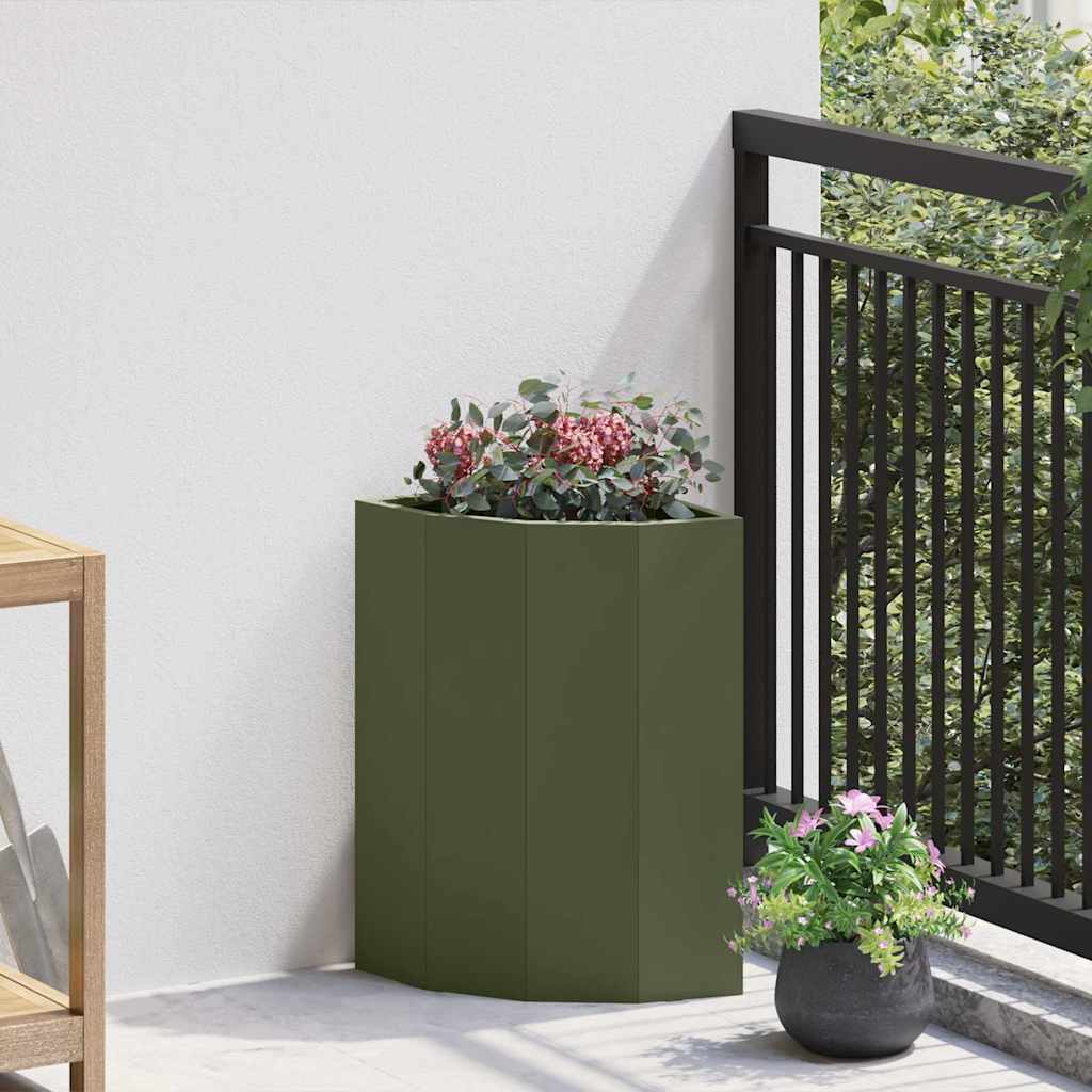 Hoek Plantbak Olijfgroen 30 x 30 x 50 cm Staal is nu te koop bij PeponiXL, paradijselijk wonen!