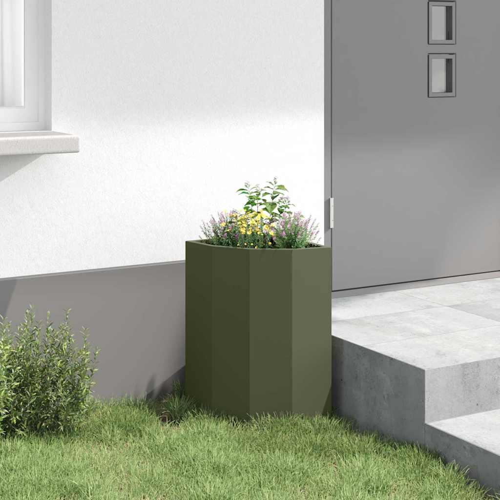Hoek Plantbak Olijfgroen 30 x 30 x 50 cm Staal is nu te koop bij PeponiXL, paradijselijk wonen!