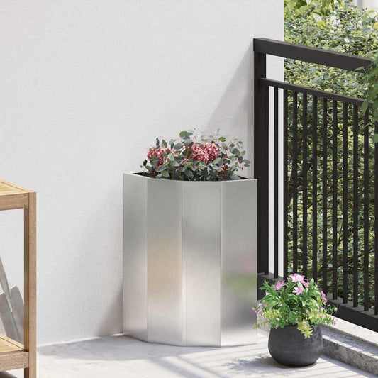 Hoek Plantbak Zilver 30 x 30 x 50 cm Roestvrij staal is nu te koop bij PeponiXL, paradijselijk wonen!