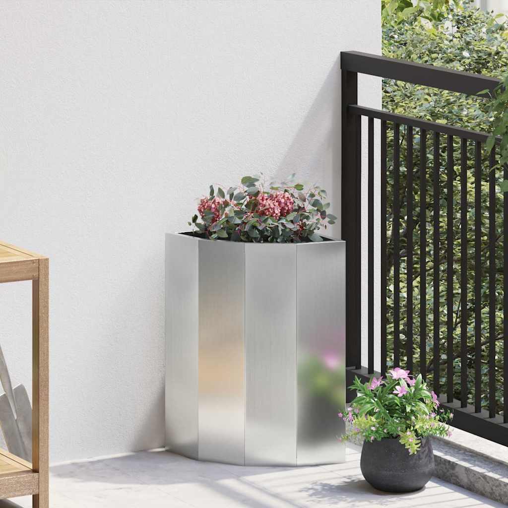 Hoek Plantbak Zilver 30 x 30 x 50 cm Gegalvaniseerd staal is nu te koop bij PeponiXL, paradijselijk wonen!