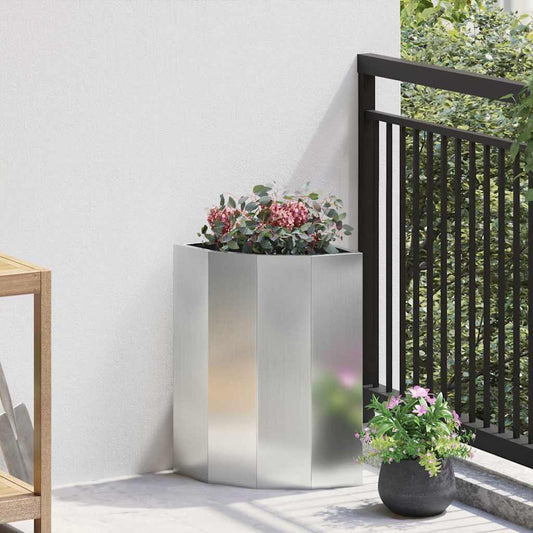 Hoek Plantbak Zilver 30 x 30 x 50 cm Gegalvaniseerd staal is nu te koop bij PeponiXL, paradijselijk wonen!