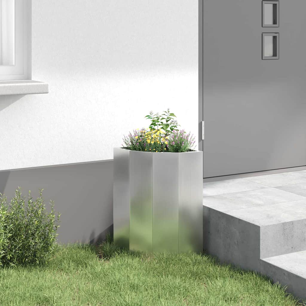 Hoek Plantbak Zilver 30 x 30 x 50 cm Gegalvaniseerd staal is nu te koop bij PeponiXL, paradijselijk wonen!