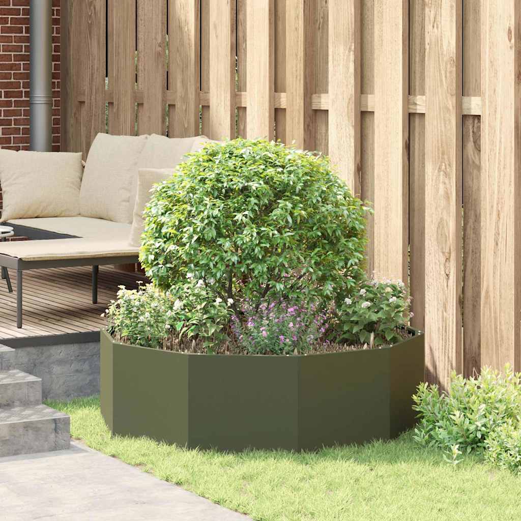 Plantenbak Olijf Groen 120 x 120 x 35 cm Staal is nu te koop bij PeponiXL, paradijselijk wonen!
