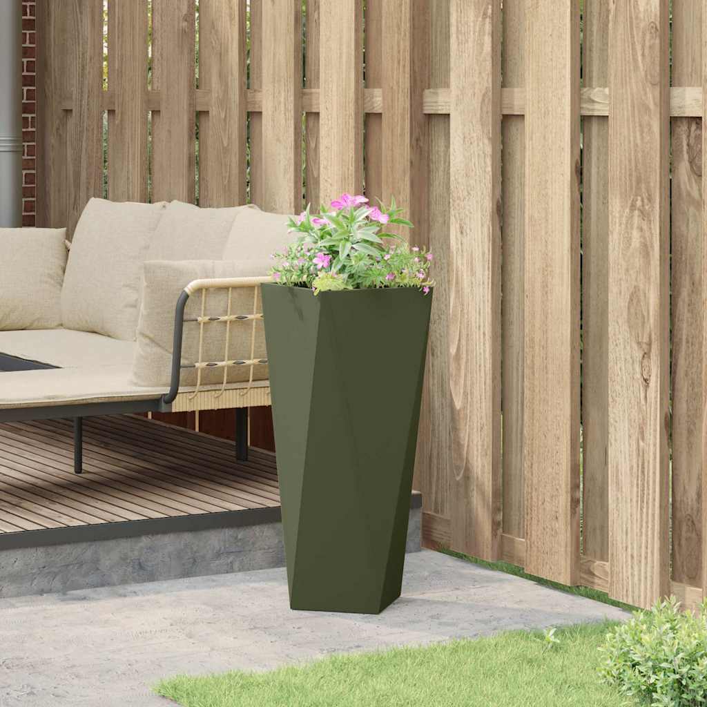 Plantenbak Olijf Groen 30 x 30 x 75 cm Staal is nu te koop bij PeponiXL, paradijselijk wonen!