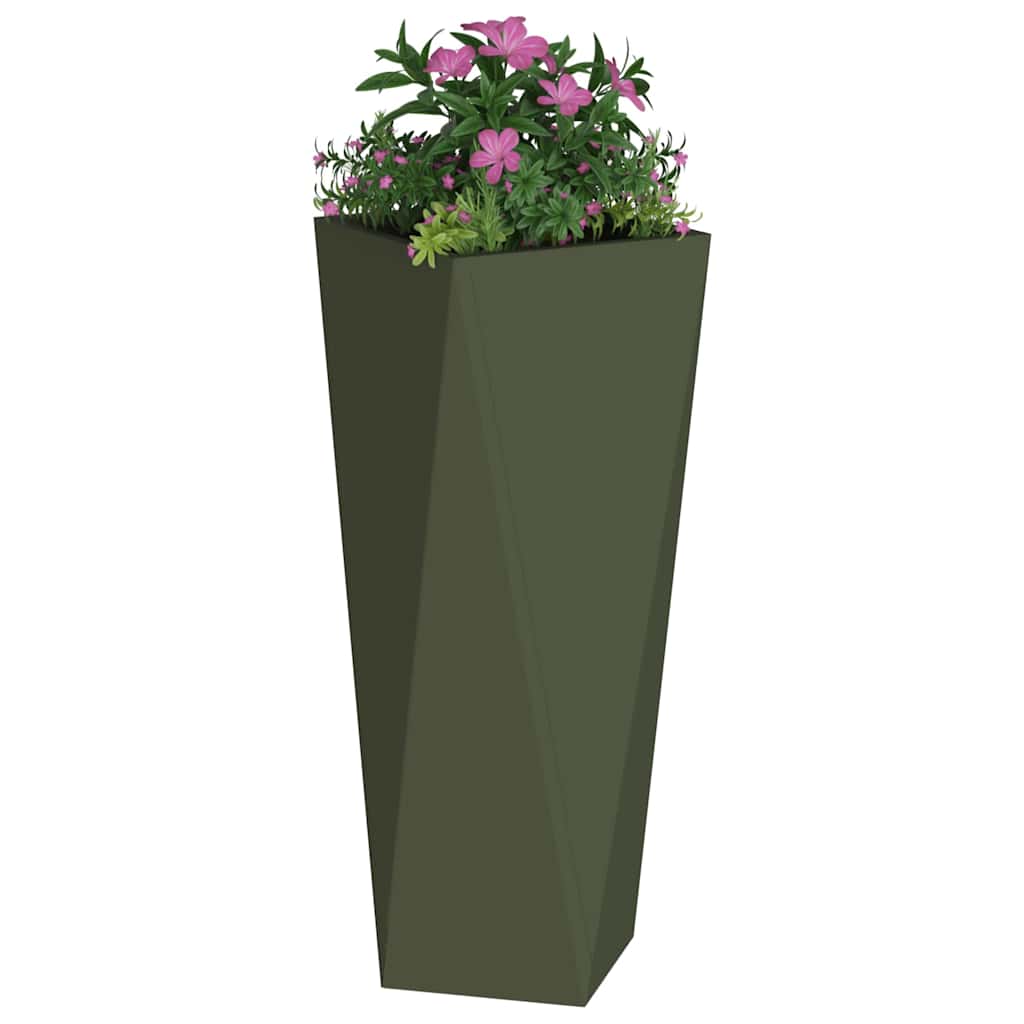 Plantenbak Olijf Groen 30 x 30 x 75 cm Staal is nu te koop bij PeponiXL, paradijselijk wonen!