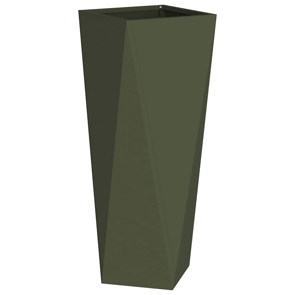 Plantenbak 2 pcs Olijf Groen 30 x 30 x 75 cm Staal is nu te koop bij PeponiXL, paradijselijk wonen!