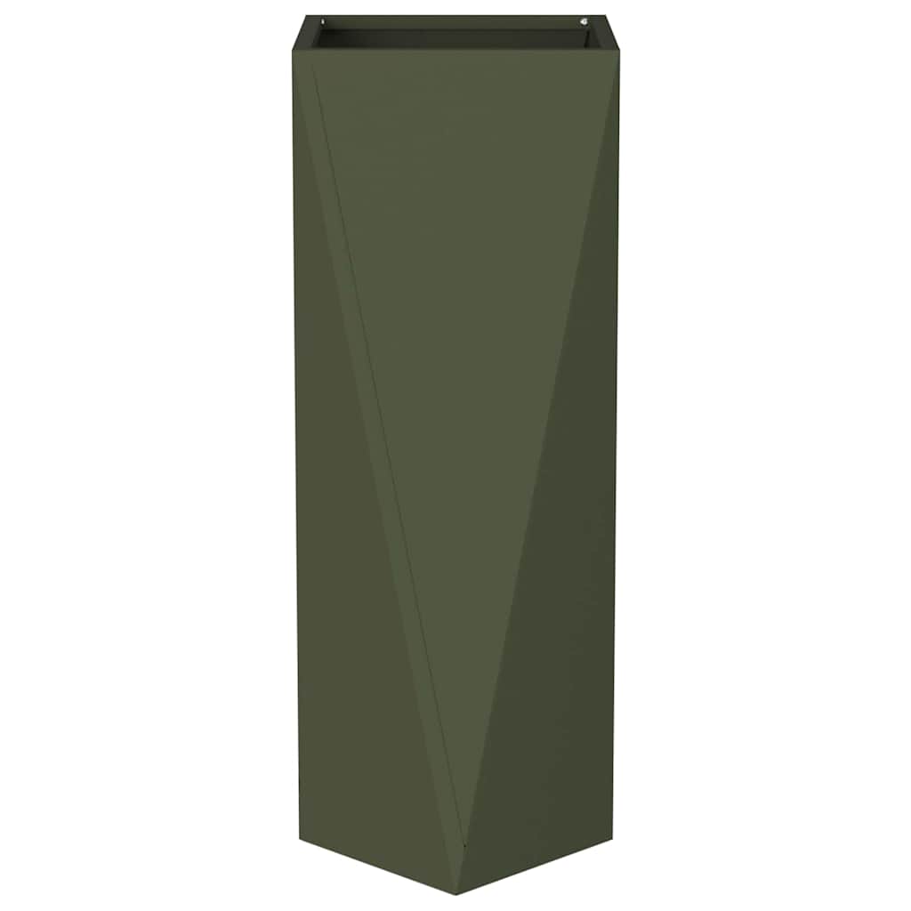 Plantenbak 2 pcs Olijf Groen 30 x 30 x 75 cm Staal is nu te koop bij PeponiXL, paradijselijk wonen!