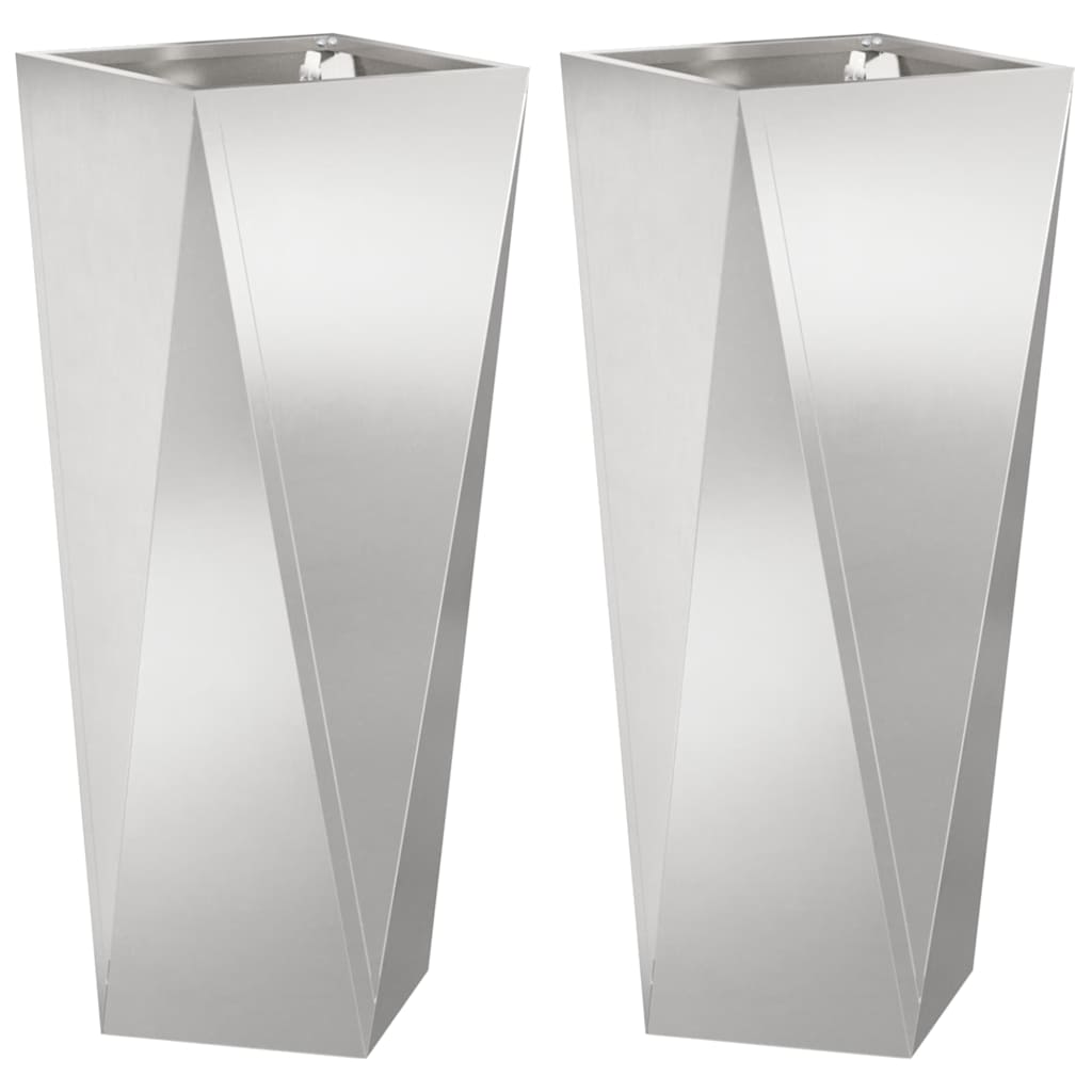 Plantenbak 2 pcs Zilver 30 x 30 x 75 cm Roestvrij staal is nu te koop bij PeponiXL, paradijselijk wonen!
