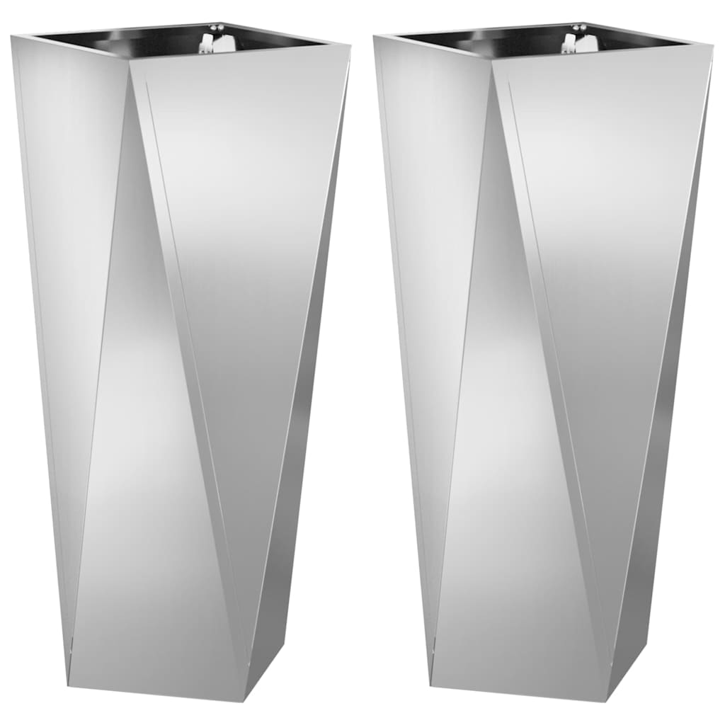 Plantenbak 2 pcs Zilver 30 x 30 x 75 cm Gegalvaniseerd staal is nu te koop bij PeponiXL, paradijselijk wonen!