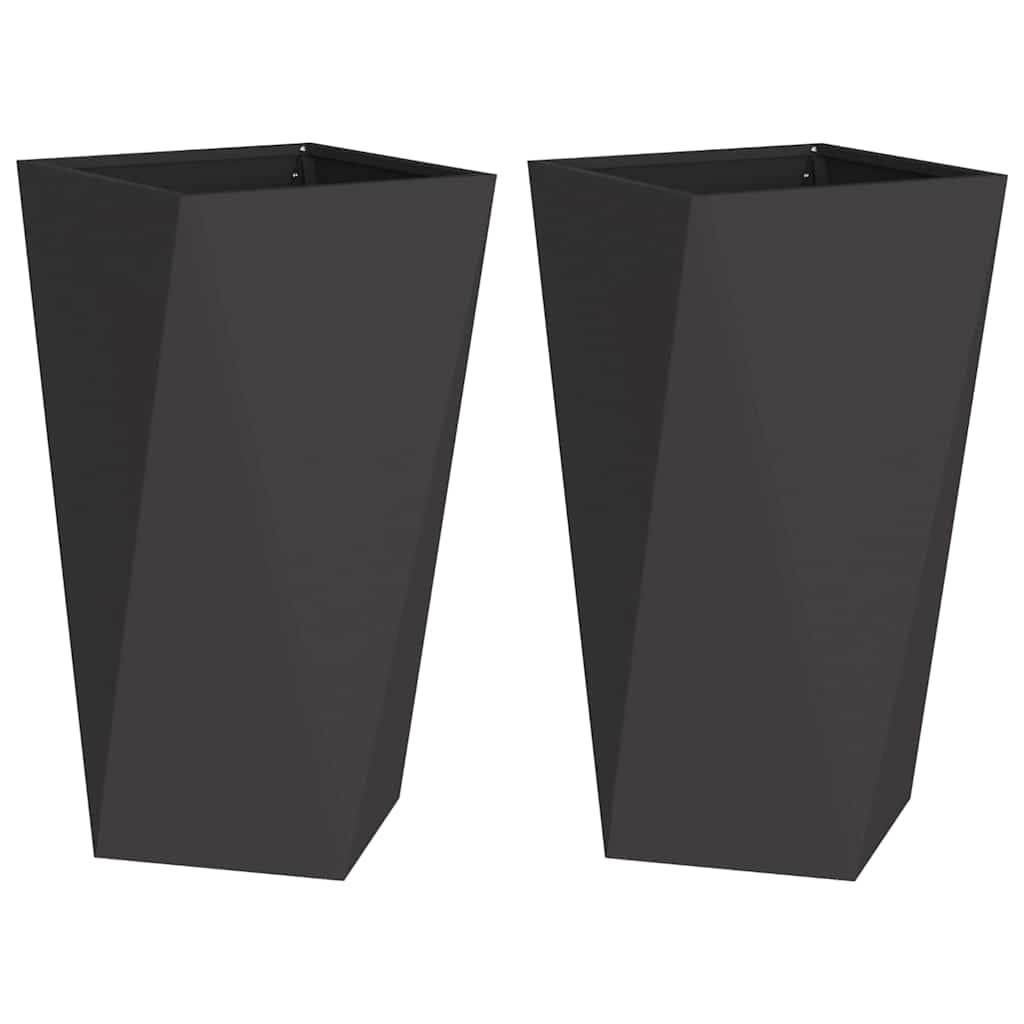 Plantenbak 2 pcs Zwart 40 x 40 x 75 cm Staal is nu te koop bij PeponiXL, paradijselijk wonen!