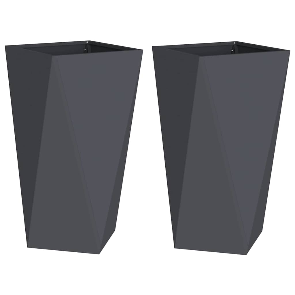 Plantenbak 2 pcs Antraciet 40 x 40 x 75 cm Staal is nu te koop bij PeponiXL, paradijselijk wonen!