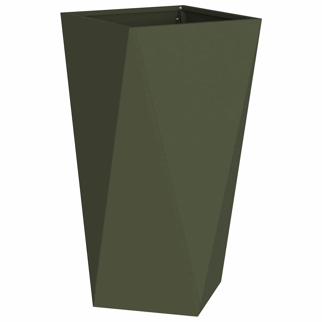 Plantenbak 2 pcs Olijf Groen 40 x 40 x 75 cm Staal is nu te koop bij PeponiXL, paradijselijk wonen!