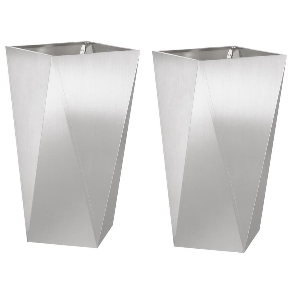 Plantenbak 2 pcs Zilver 40 x 40 x 75 cm Roestvrij staal is nu te koop bij PeponiXL, paradijselijk wonen!