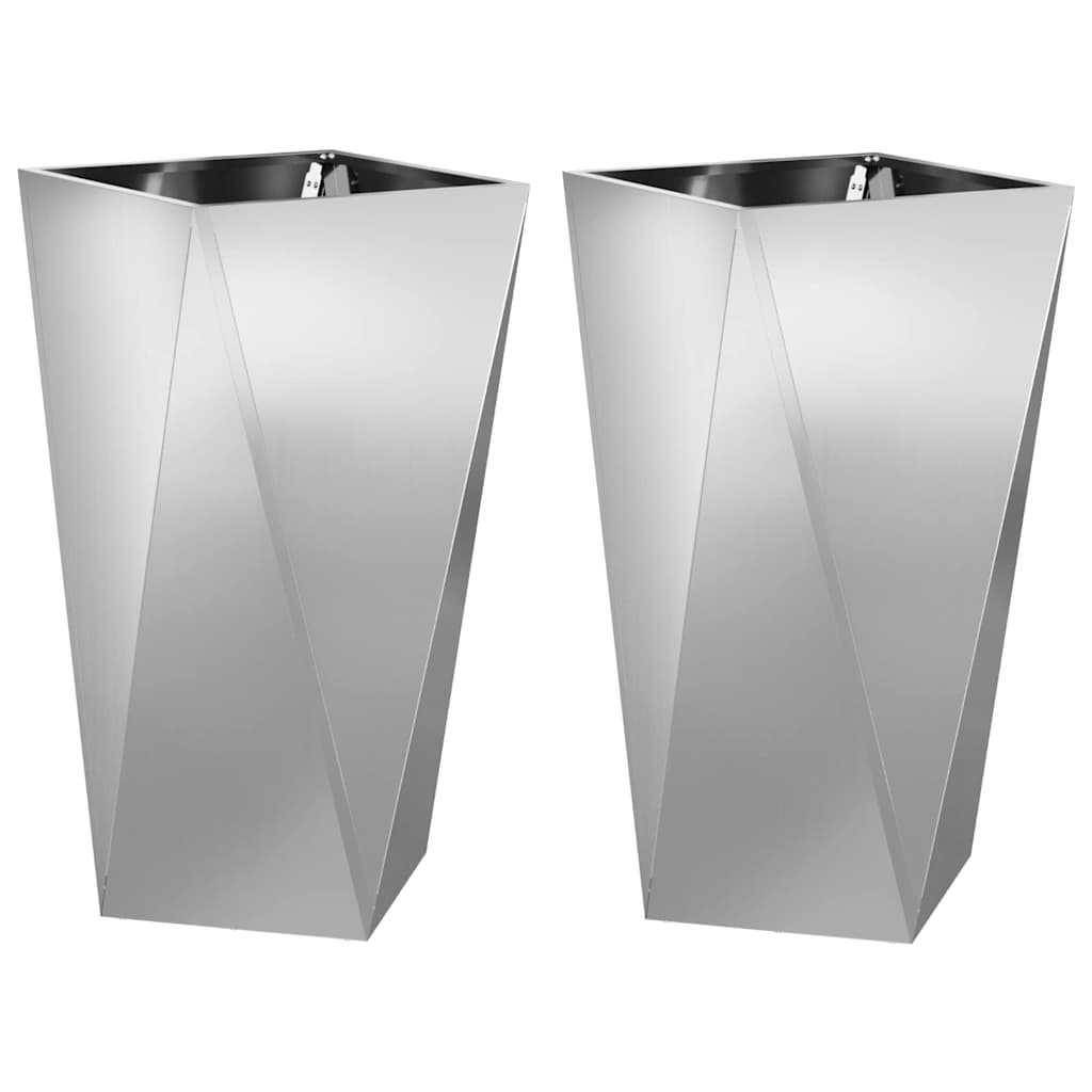 Plantenbak 2 pcs Zilver 40 x 40 x 75 cm Gegalvaniseerd staal is nu te koop bij PeponiXL, paradijselijk wonen!