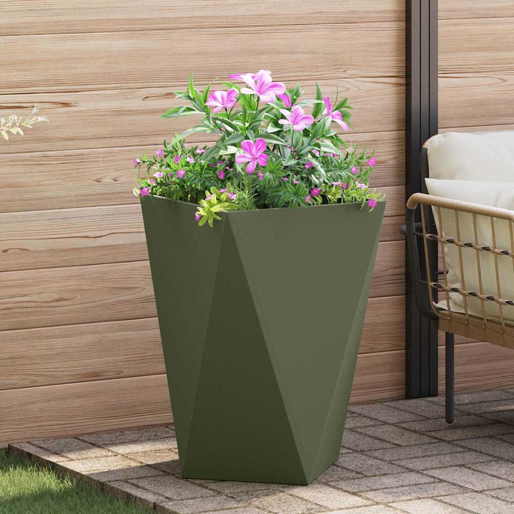 Plantenbak Olijf Groen 50 x 50 x 75 cm Staal is nu te koop bij PeponiXL, paradijselijk wonen!