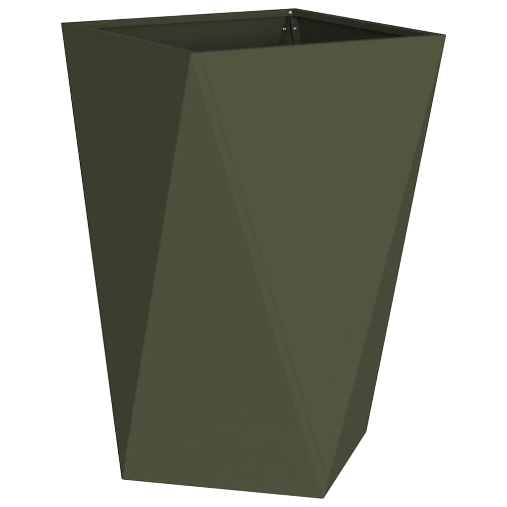 Plantenbak 2 pcs Olijf Groen 50 x 50 x 75 cm Staal is nu te koop bij PeponiXL, paradijselijk wonen!