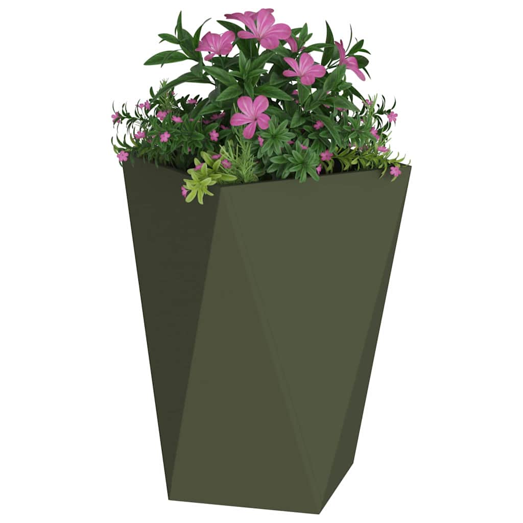 Plantenbak 2 pcs Olijf Groen 50 x 50 x 75 cm Staal is nu te koop bij PeponiXL, paradijselijk wonen!
