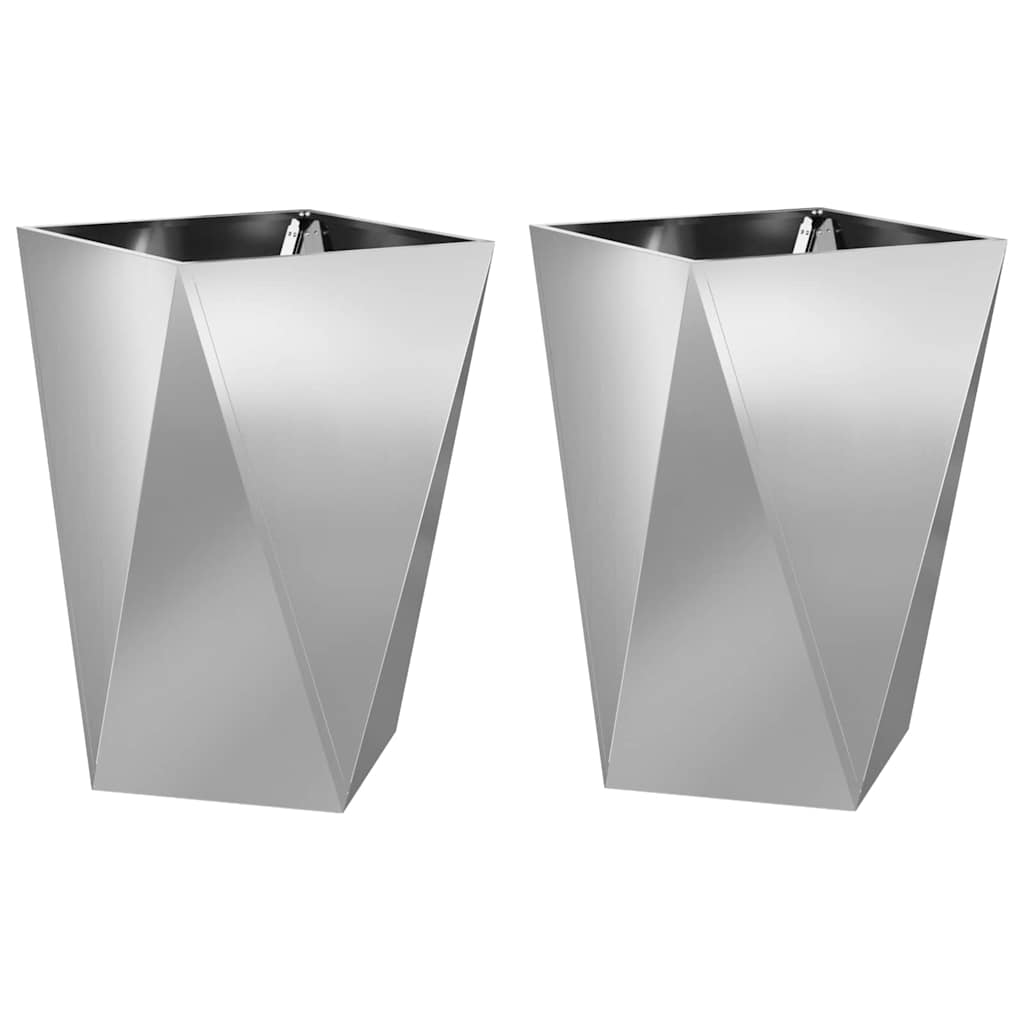 Plantenbak 2 pcs Zilver 50 x 50 x 75 cm Gegalvaniseerd staal is nu te koop bij PeponiXL, paradijselijk wonen!