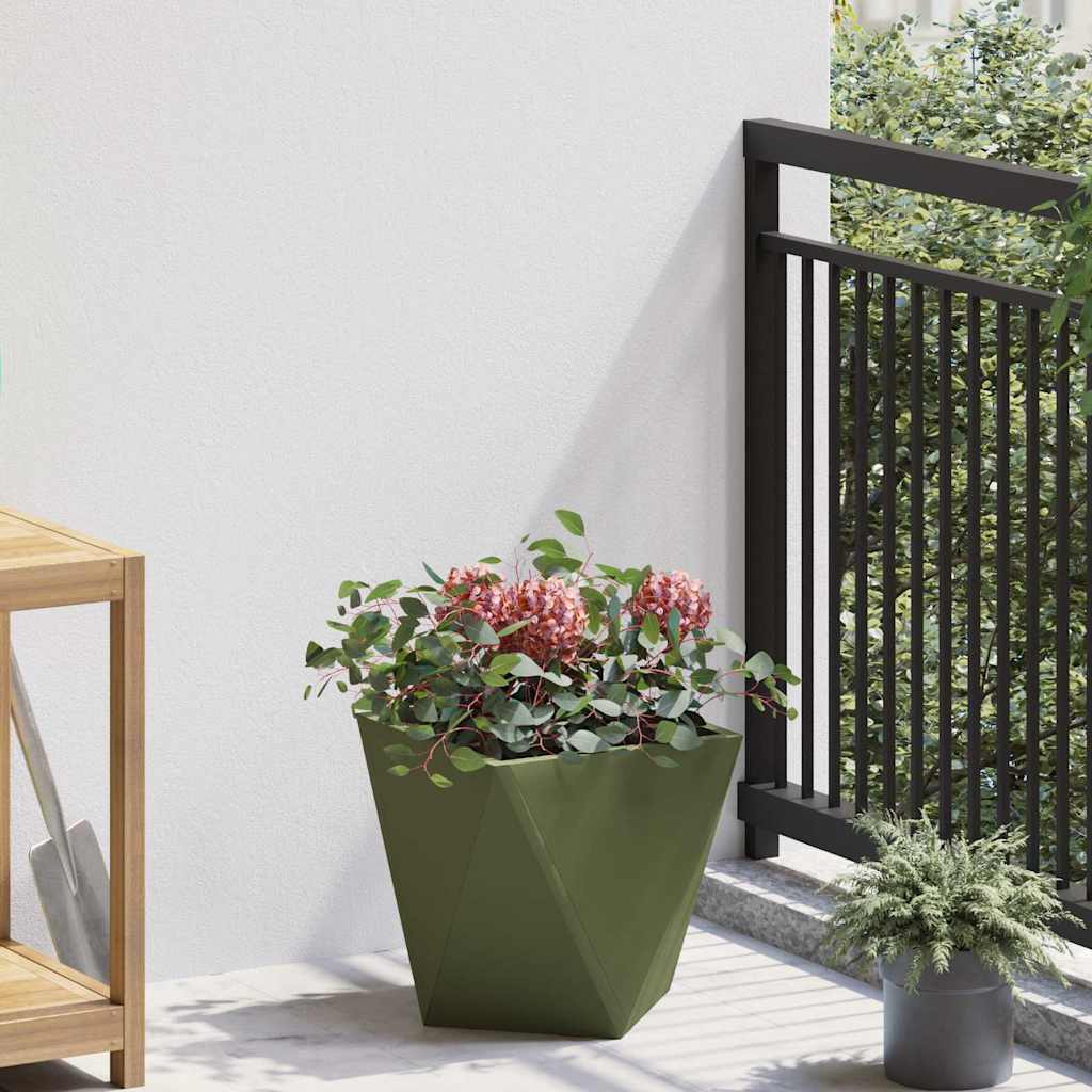 Plantenbak 2 pcs Olijf Groen 30 x 30 x 30 cm Staal is nu te koop bij PeponiXL, paradijselijk wonen!