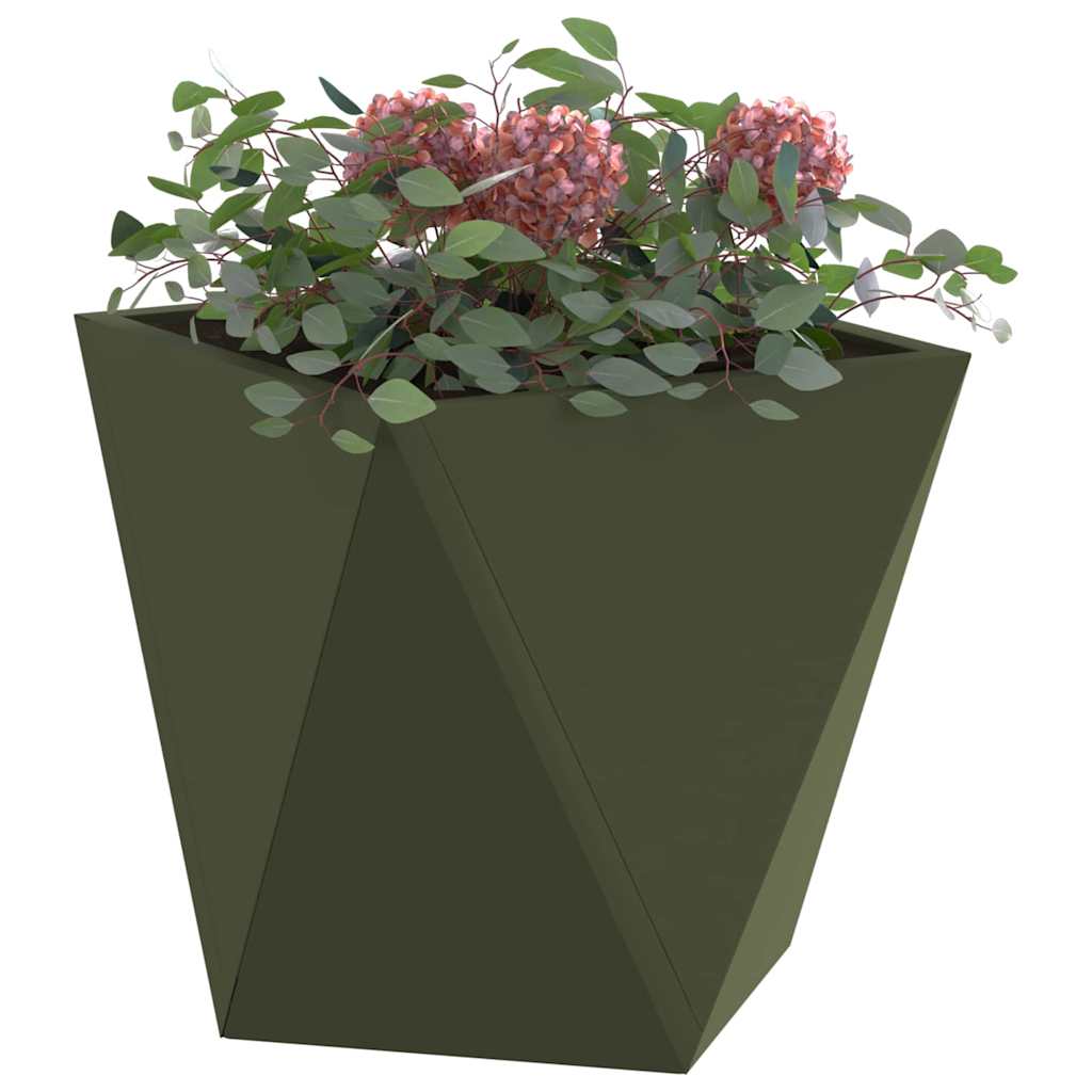 Plantenbak 2 pcs Olijf Groen 30 x 30 x 30 cm Staal is nu te koop bij PeponiXL, paradijselijk wonen!