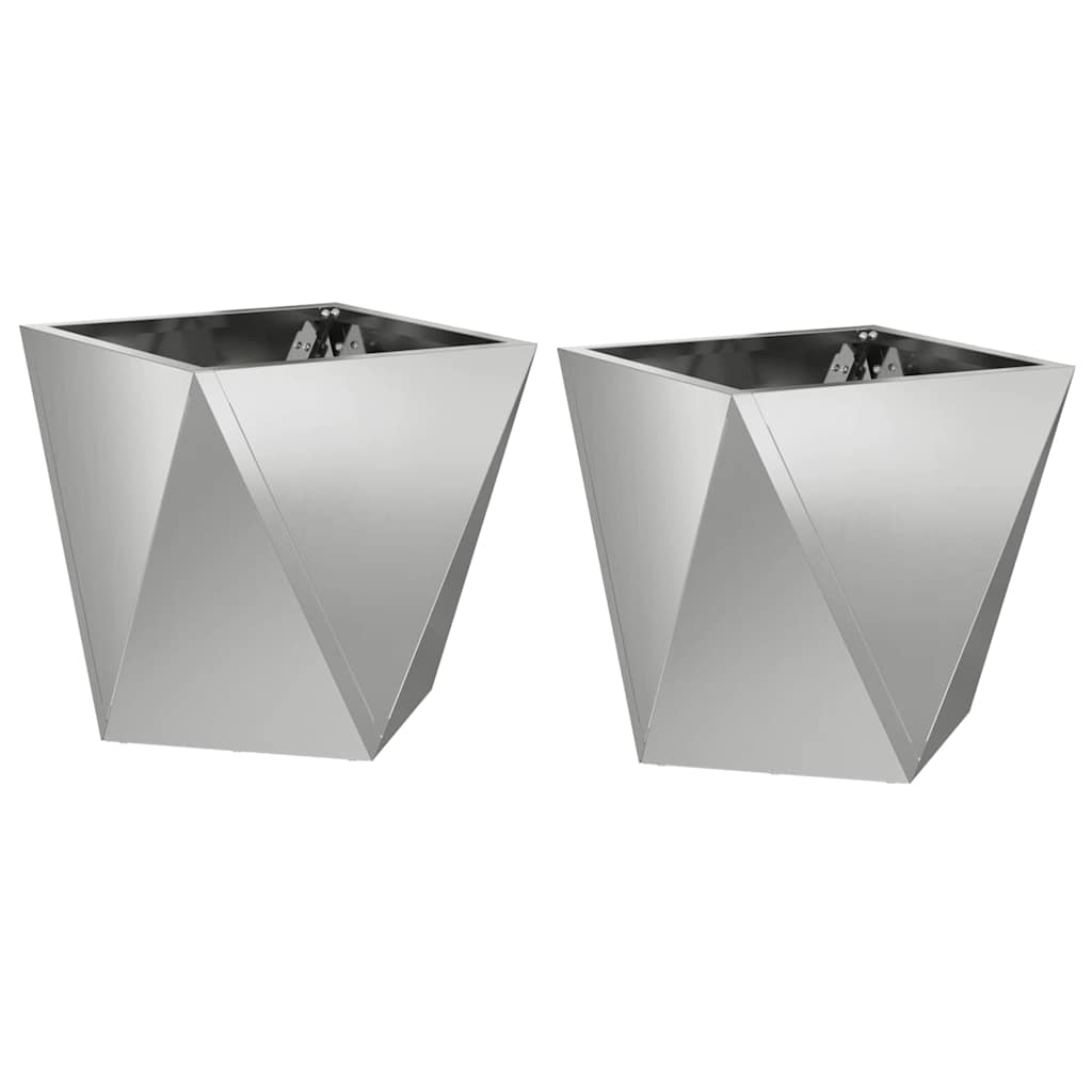 Plantenbak 2 pcs Zilver 30 x 30 x 30 cm Gegalvaniseerd staal is nu te koop bij PeponiXL, paradijselijk wonen!