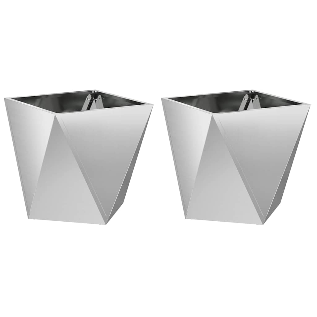 Plantenbak 2 pcs Zilver 40 x 40 x 40 cm Gegalvaniseerd staal is nu te koop bij PeponiXL, paradijselijk wonen!