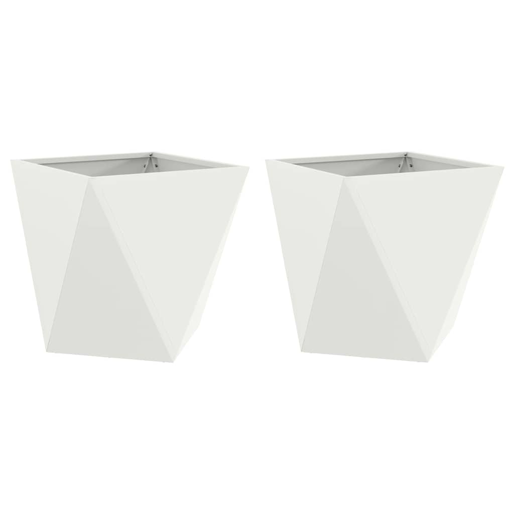 Plantenbak 2 pcs Wit 50 x 50 x 50 cm Staal is nu te koop bij PeponiXL, paradijselijk wonen!