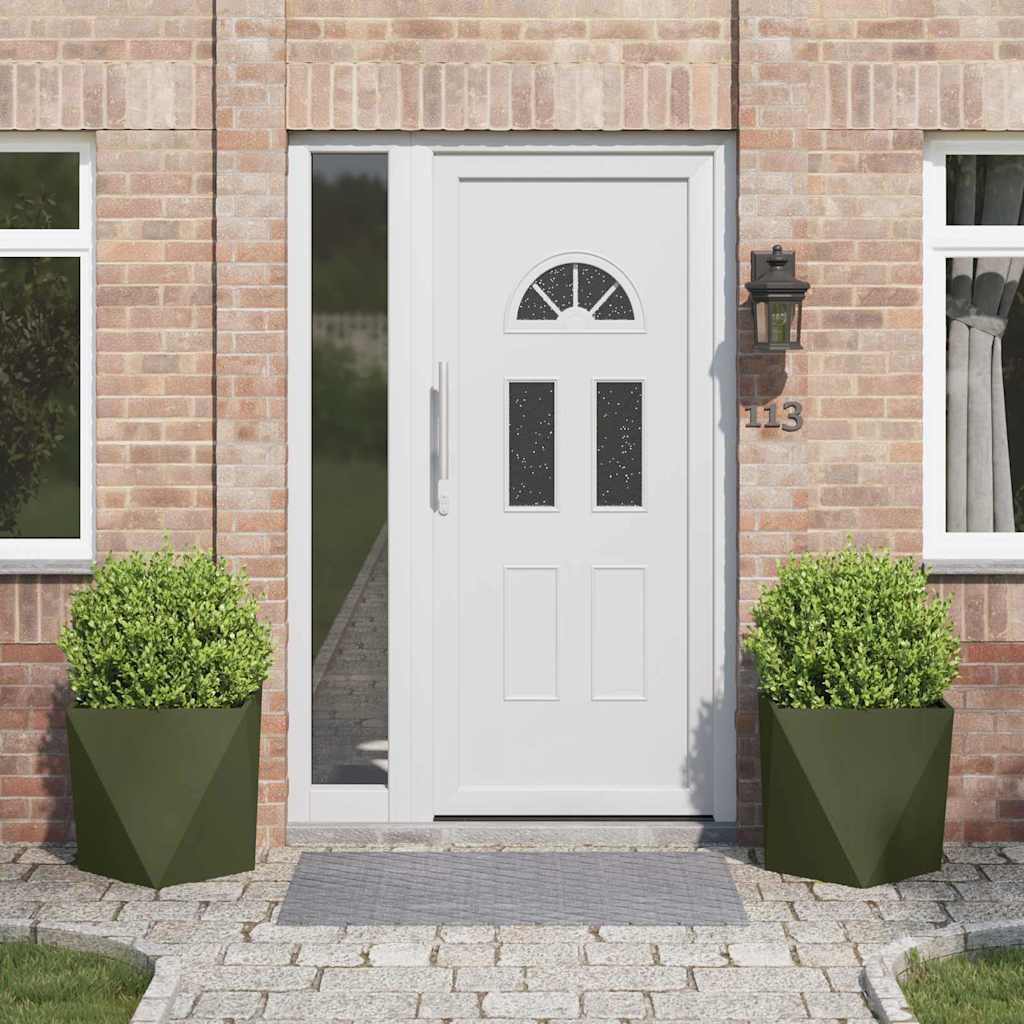 Plantenbak 2 pcs Olijf Groen 50 x 50 x 50 cm Staal is nu te koop bij PeponiXL, paradijselijk wonen!