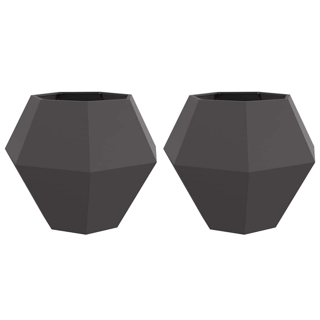 Plantenbak 2 pcs Zwart 100 x 100 x 80 cm Staal is nu te koop bij PeponiXL, paradijselijk wonen!