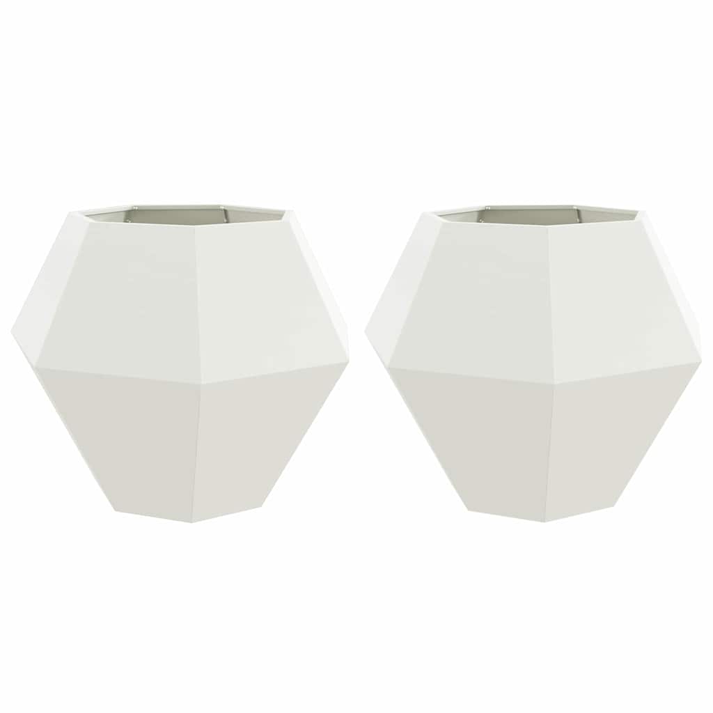 Plantenbak 2 pcs Wit 100 x 100 x 80 cm Staal is nu te koop bij PeponiXL, paradijselijk wonen!