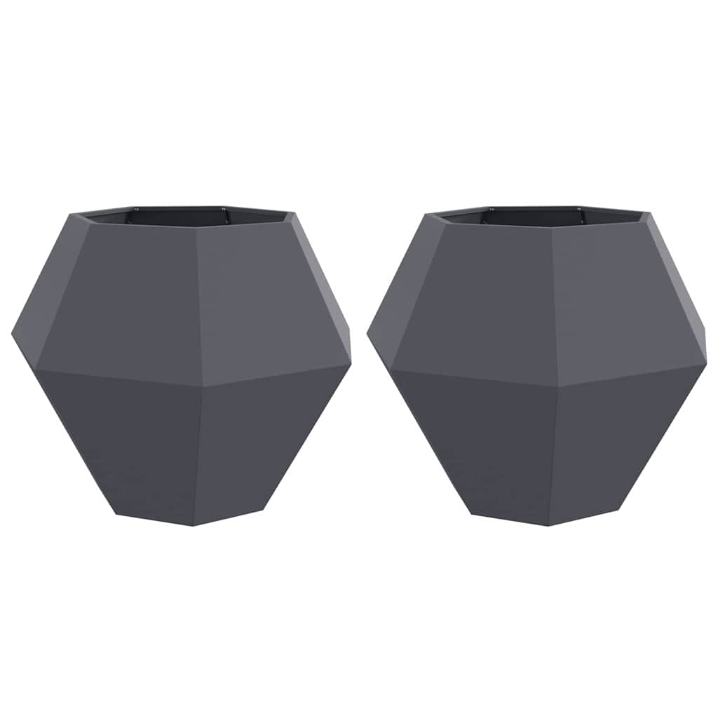 Plantenbak 2 pcs Antraciet 100 x 100 x 80 cm Staal is nu te koop bij PeponiXL, paradijselijk wonen!