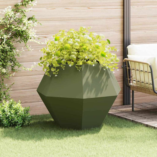 Plantenbak Olijf Groen 100 x 100 x 80 cm Staal is nu te koop bij PeponiXL, paradijselijk wonen!