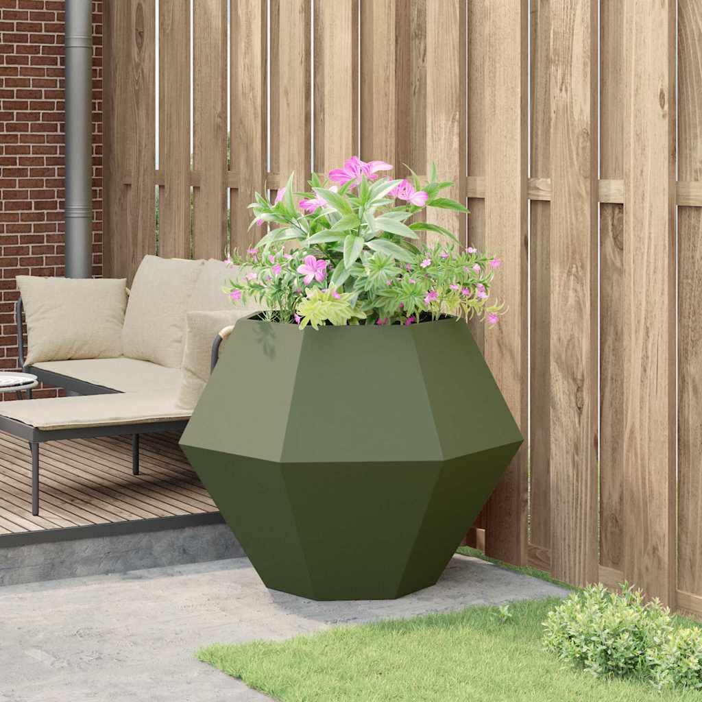 Plantenbak Olijf Groen 100 x 100 x 80 cm Staal is nu te koop bij PeponiXL, paradijselijk wonen!