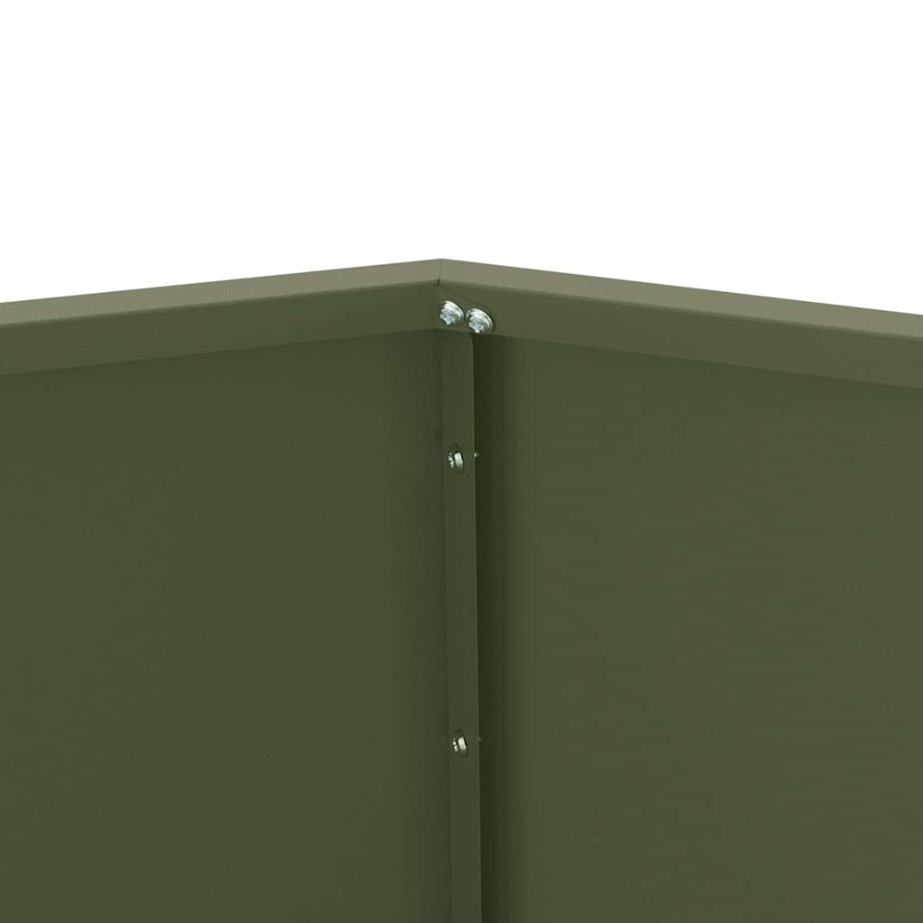 Plantenbak 2 pcs Olijf Groen 100 x 100 x 80 cm Staal is nu te koop bij PeponiXL, paradijselijk wonen!