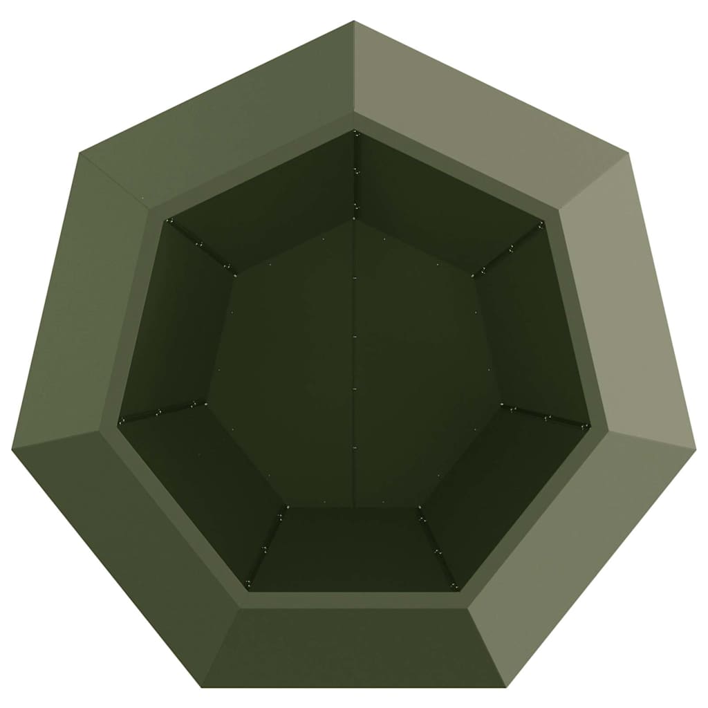 Plantenbak 2 pcs Olijf Groen 100 x 100 x 80 cm Staal is nu te koop bij PeponiXL, paradijselijk wonen!