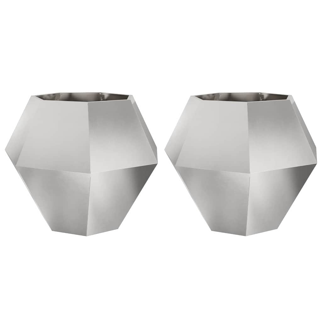 Plantenbak 2 pcs Zilver 100 x 100 x 80 cm Roestvrij staal is nu te koop bij PeponiXL, paradijselijk wonen!