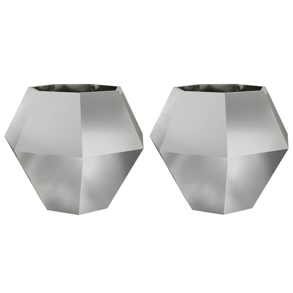 Plantenbak 2 pcs Zilver 100 x 100 x 80 cm Gegalvaniseerd staal is nu te koop bij PeponiXL, paradijselijk wonen!