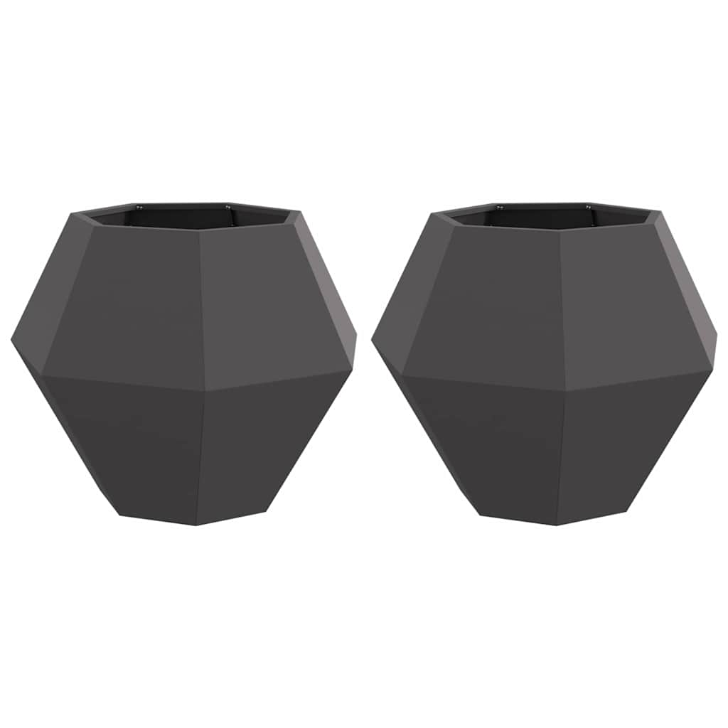 Plantenbak 2 pcs Zwart 75 x 75 x 60 cm Staal is nu te koop bij PeponiXL, paradijselijk wonen!