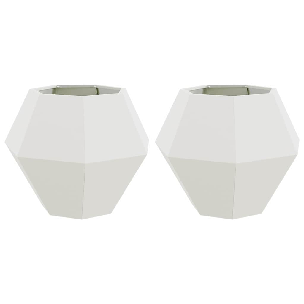 Plantenbak 2 pcs Wit 75 x 75 x 60 cm Staal is nu te koop bij PeponiXL, paradijselijk wonen!