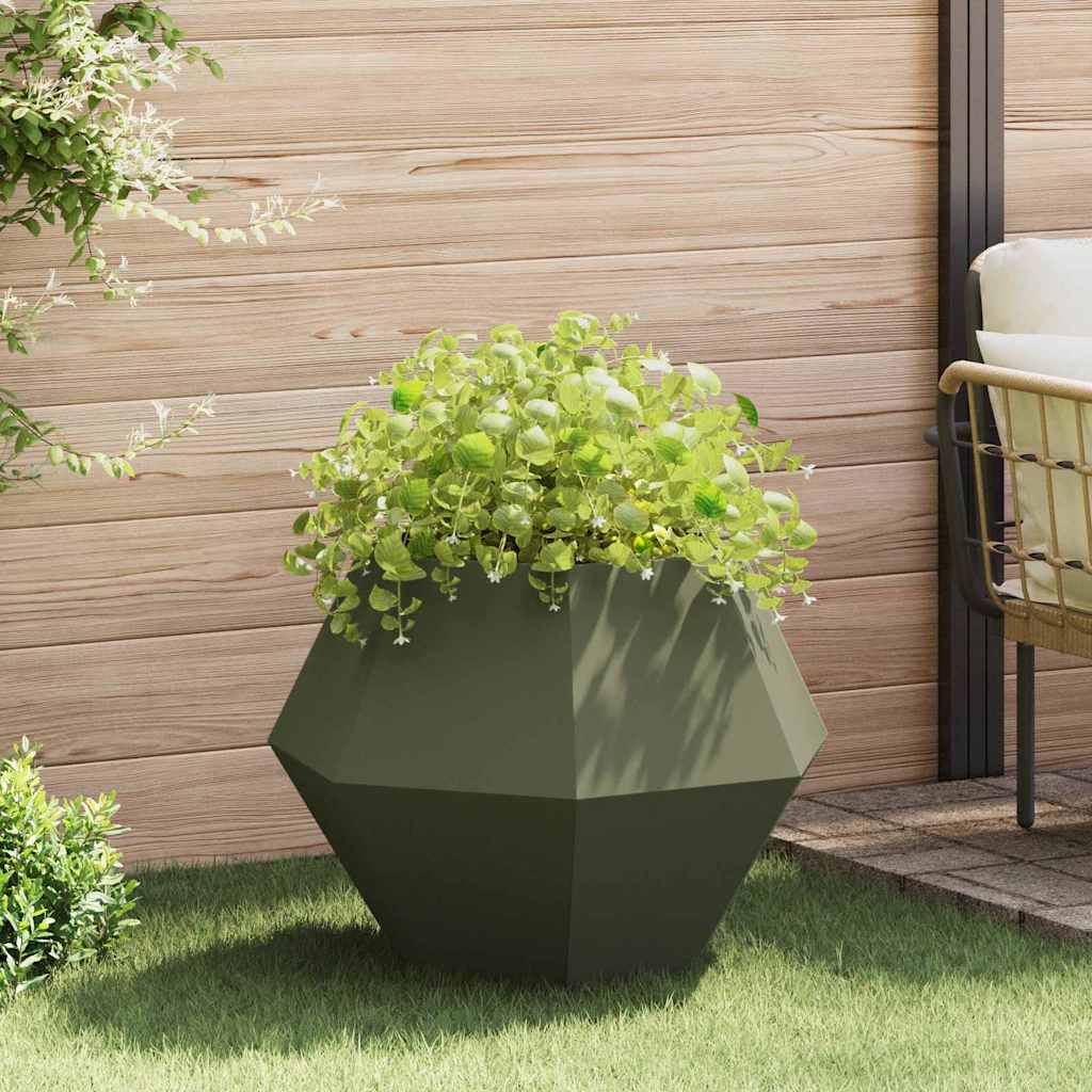 Plantenbak Olijf Groen 75 x 75 x 60 cm Staal is nu te koop bij PeponiXL, paradijselijk wonen!