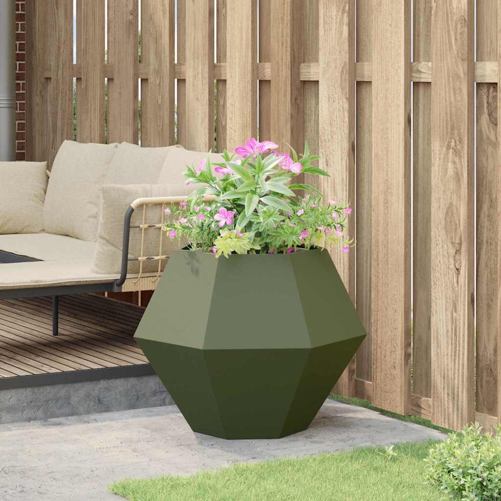 Plantenbak Olijf Groen 75 x 75 x 60 cm Staal is nu te koop bij PeponiXL, paradijselijk wonen!