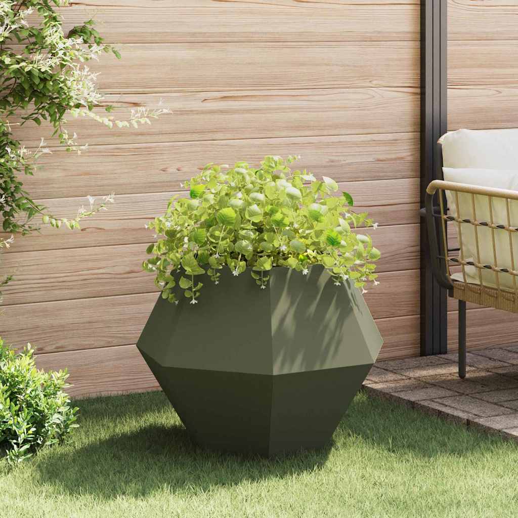 Plantenbak 2 pcs Olijf Groen 75 x 75 x 60 cm Staal is nu te koop bij PeponiXL, paradijselijk wonen!