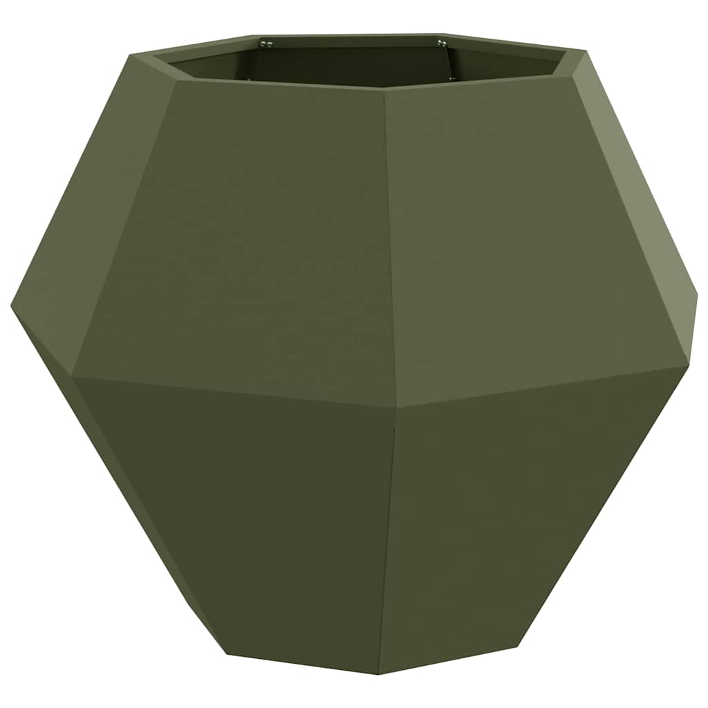 Plantenbak 2 pcs Olijf Groen 75 x 75 x 60 cm Staal is nu te koop bij PeponiXL, paradijselijk wonen!
