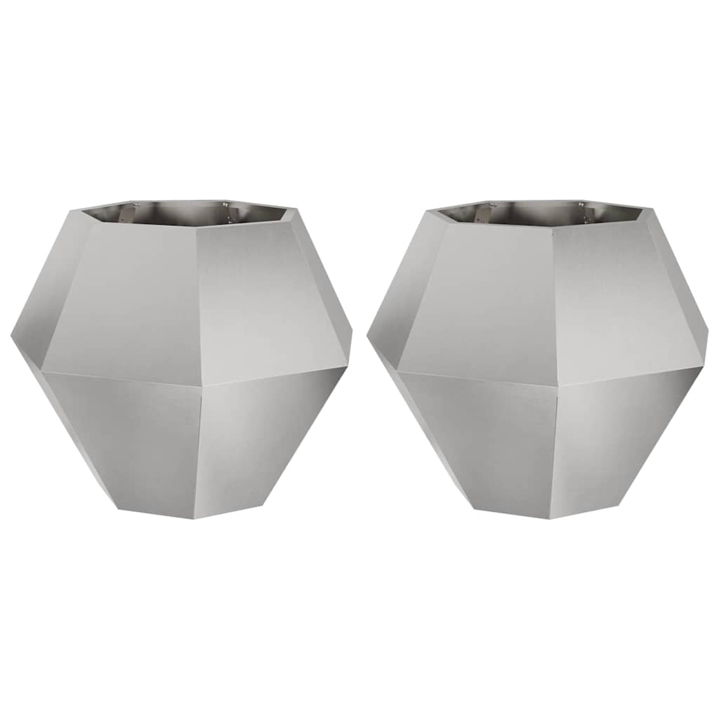 Plantenbak 2 pcs Zilver 75 x 75 x 60 cm Roestvrij staal is nu te koop bij PeponiXL, paradijselijk wonen!