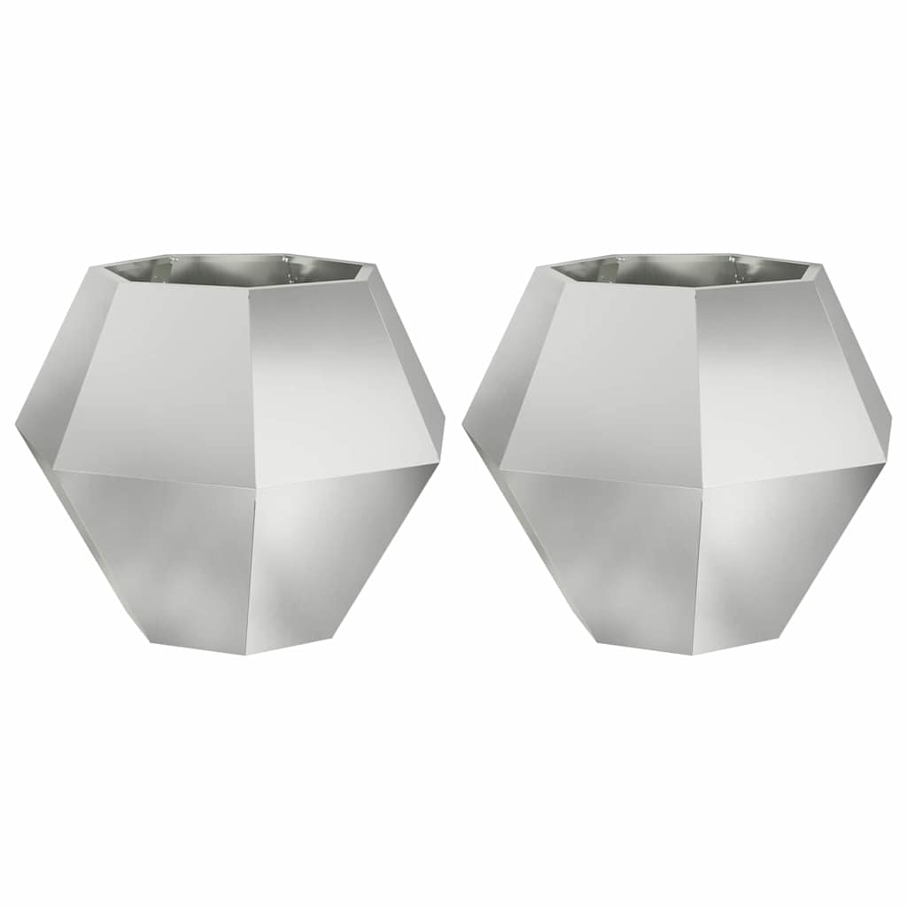 Plantenbak 2 pcs Zilver 75 x 75 x 60 cm Gegalvaniseerd staal is nu te koop bij PeponiXL, paradijselijk wonen!